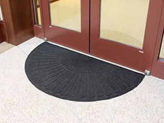 Commercial Grade Entry Door Mat - FloorGuard - 3' x 6' Half Round End Cap Only - Charcoal - Residential / Commercial Walk Off Entrance Mat