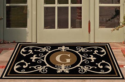 Edinburgh Estate Doormat - Monogrammed Black & Suede G 3 x 5