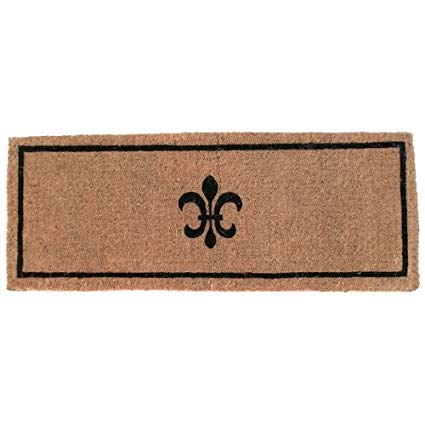 Entryways Fleur Dy Lys Extra-Thick Handmade, Hand-Stenciled, All-Natural Coconut Fiber Coir Doormat 36