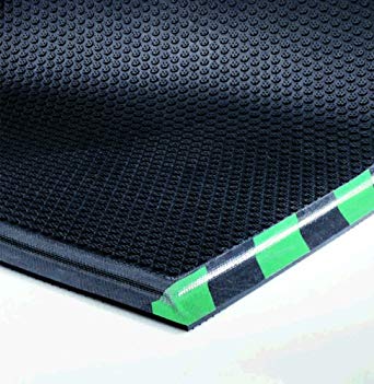 Andersen 476 Happy Feet Nitrile Rubber Grip Surface Anti-Fatigue Interior Floor Mat with Striped Green Border, 3' Length x 2' Width, 1/2