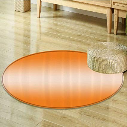 Ombre Circle carpet by Nalahomeqq Beach Desert Hot Summer Inspired with Ray in Middle Orange Colored Modern Design Fabric Room Decor non-slip Orange-Diameter 150cm(59