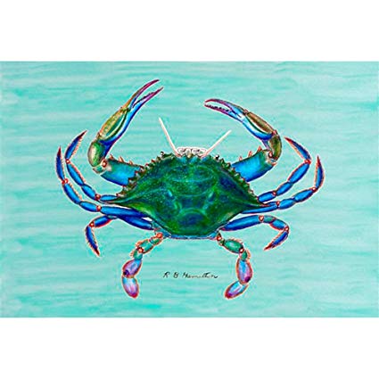 Betsy Drake Coastal Blue Crab Door Mat, 30