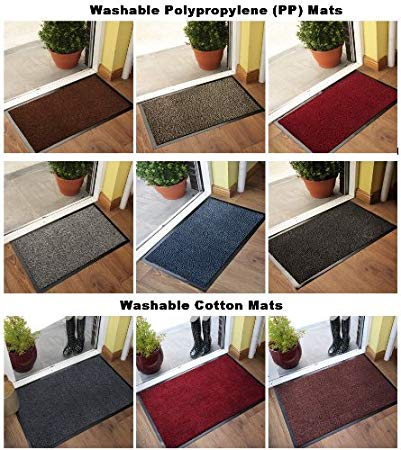 The Rug House Hardwearing Red Black Cotton Rubber Machine Washable Dirt Catcher Barrier Mat - 2’11