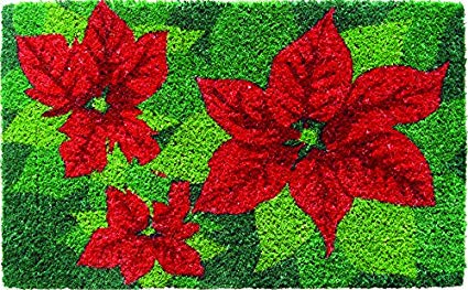 Entryways Poinsettias Hand Woven Coir Doormat