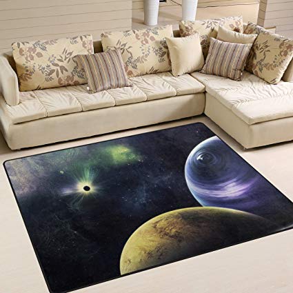Soft Doormats 7'x5' (80x58 Inches) Area Rugs Triangulum Galaxy Outer Space Black Non-Slip Floor Mat Resting for Living Room Bedroom