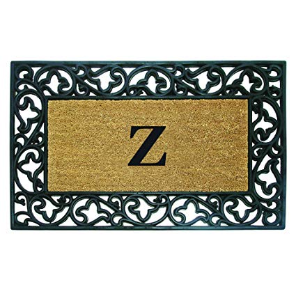 Nedia Home Acanthus Border with Rubber/Coir Doormat, 30 by 48-Inch, Monogrammed Z
