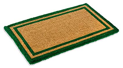 Green Border Coco Coir Doormat - Heavy Duty Doormats - 36