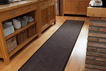 Non Skid Rubber Backed Brown Entrance Runner Rugs - Sold and Priced By The Foot - 2' 7