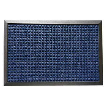 Rubber-Cal 03-201-ZWBL Nottingham Carpet Entrance Front Doormat, 3' x 5', Blue