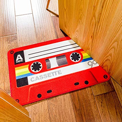 SimpleLife4U Funny Retro Red Cassette Doormat Welcome Entrance Floor Mat Bathroom Rug Washable