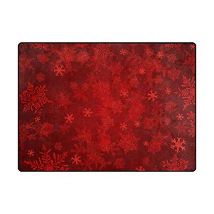La Random Red Christmas Snowflakes Area Rugs 63x48 Inches Non-Skid Lightweight Rugs for Living Room Bedroom Floor Mats