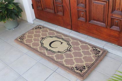 First Impression Gayle Ogee Monogrammed Entry Double Doormat,A1HOME200106-C