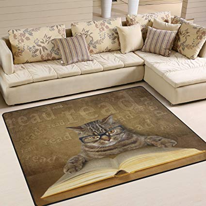 ALAZA Funny Cat Kitten Reading Area Rug Rugs for Living Room Bedroom 7' x 5'