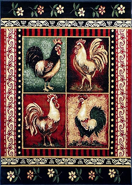 Rooster Style Area Rug 5 Ft. 2 In. X 7 Ft. 3 In. Design # L-379
