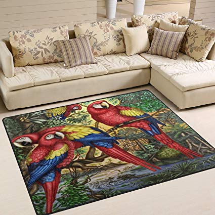 ALAZA Cute Parrot Bird Artwork Area Rug Rugs for Living Room Bedroom 7' x 5'