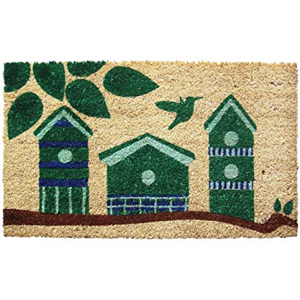 Entryways 3 Birdhouses Hand Woven Coir Doormat