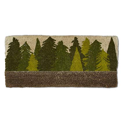 tag - Woodland Tree Estate Boot Scrape Coir Mat, Decorative All-Season Mat for the Front Porch, Patio or Entryway, Green