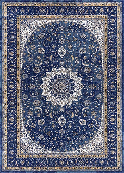 Well Woven Djemila Medallion Blue Vintage Persian Floral Oriental Area Rug 5 x 7 (5'3