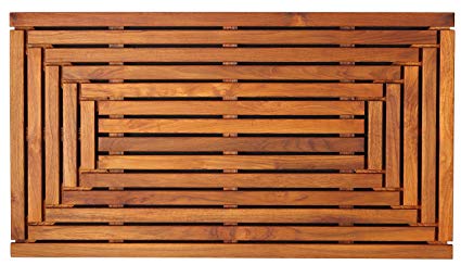 Bare Decor Giza Shower, Spa, Door Mat in Solid Teak Wood and Oiled Finish 35.5