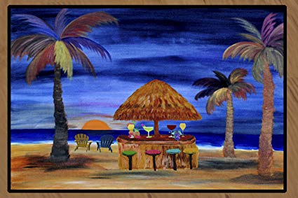 Sunset Tiki Bar Art Floor Mat Indoor / Outdoor (24 x 36)