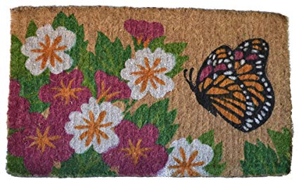 Imports Decor Printed Coir Doormat, Butterfly Garden, 18-Inch by 30-Inch