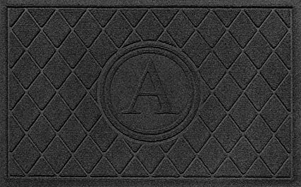 Bungalow Flooring Argyle Monogram T Door Mat, 24 x 36, Charcoal