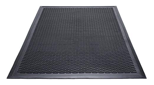Guardian Clean Step Scraper Outdoor Floor Mat, Natural Rubber, 3'x5', Black, Ideal for any outside entryway, Scrapes Shoes Clean of Dirt and Grime