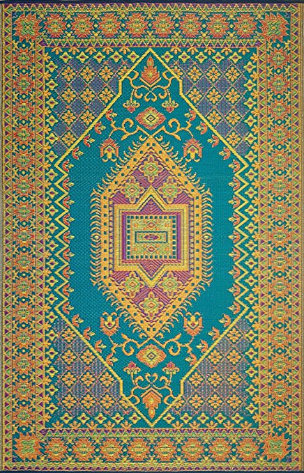 Mad Mats® Oriental Turkish Indoor/Outdoor Floor Mat, 4 by 6-Feet, Aqua