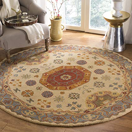 Safavieh Heritage Collection HG402A Beige and Multi Round Area Rug (6' in Diameter)