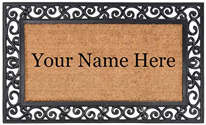 Nance Industries Customized Heavy Duty Natural Coir Rubber In Lay Welcome Mat, 24-Inch By 36-Inch (Customized)