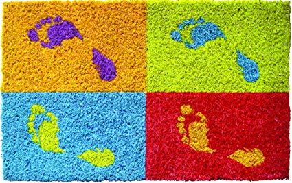 Entryways Footprints Handwoven Coconut Fiber Doormat