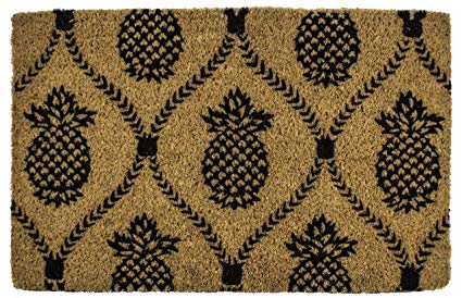Entryways 9103W Pineapple Hand-Stenciled, All-Natural Coconut Fiber Coir Doormat 22