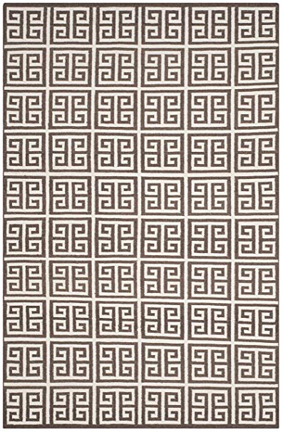 Safavieh Dhurries Collection DHU626C Hand Woven Brown and Ivory Premium Wool Area Rug (5' x 8')